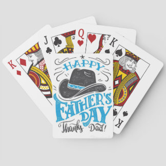 "Happy Father's Day Thanks Dad!" Cowboy Hat Playin Playing Cards