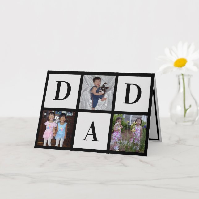 Happy Fathers Day Three Photo Collage  Card (Small Plant)