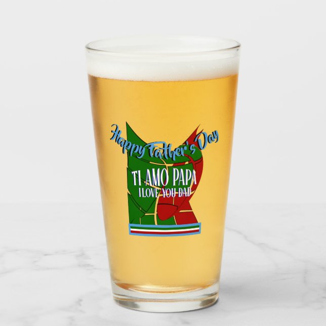 Happy Father's Day TI Amo Papa, I Love You Dad Glass (Front Filled)