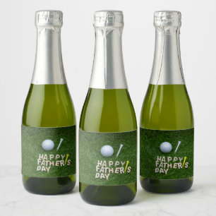 Happy father's day to golfer with golf ball sparkling wine label