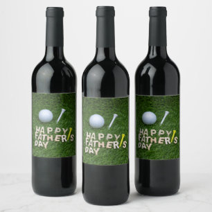 Happy father's day to golfer with golf ball wine label