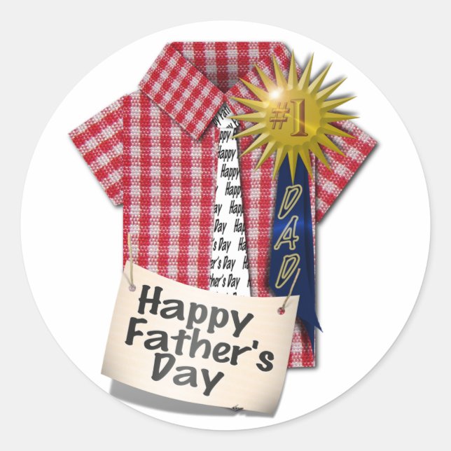Happy Fathers Day to my #1 Dad Classic Round Sticker (Front)