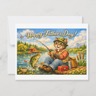Happy Fathers Day to Your Favorite Fishing Cat Dad Holiday Card