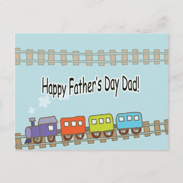 Happy Fathers Day Train Postcard (Front)