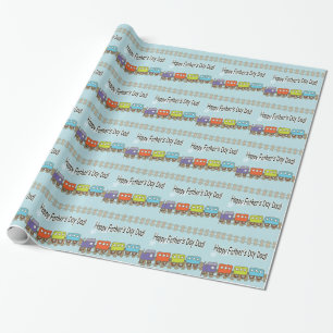 Happy Fathers Day Train Wrapping Paper