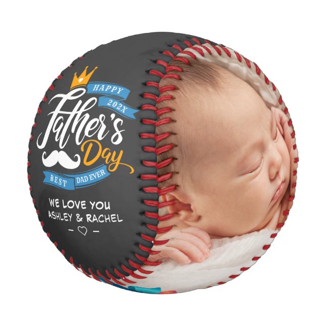 Happy Father's Day Typography Dark Grey Baseball (Angled)