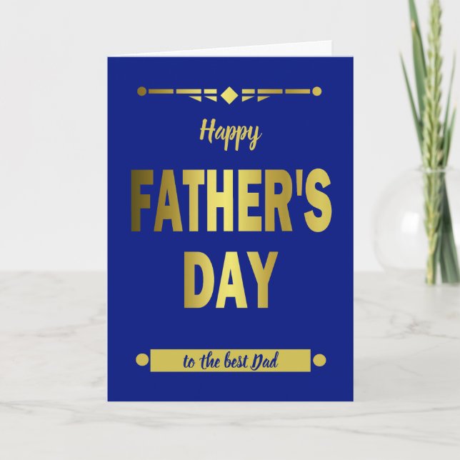 Happy Father's Day Typography Gold Holiday Card (Front)
