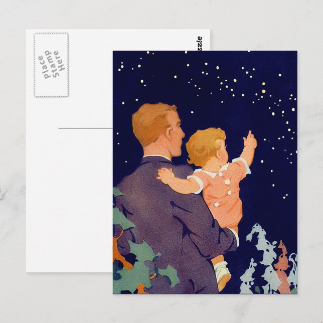 Happy Father's Day. Vintage Art Postcards (Front/Back)