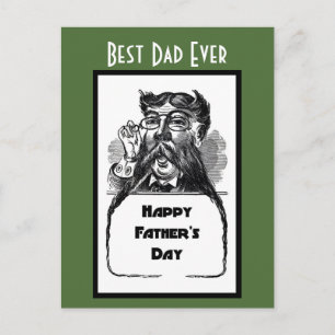 Happy Father's Day Vintage Retro Drawing Postcard