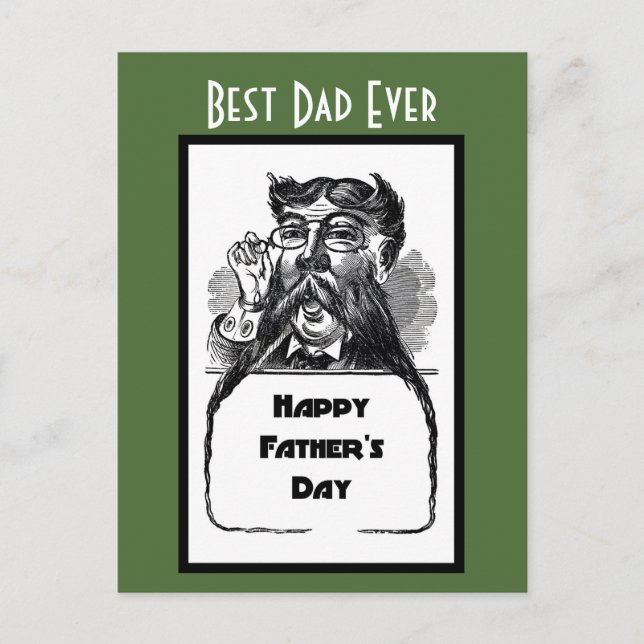 Happy Father's Day Vintage Retro Drawing Postcard (Front)