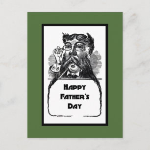 Happy Father's Day Vintage Retro Drawing Postcard