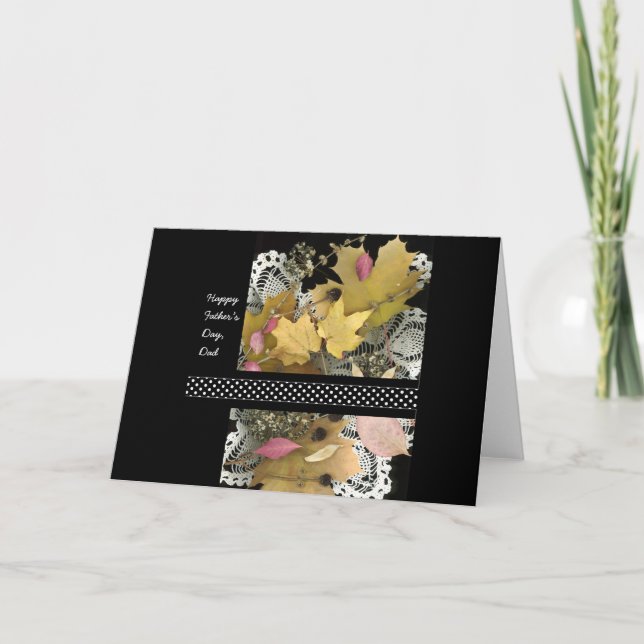 Happy Father's Day Vintage Rustic Leaves Card (Front)