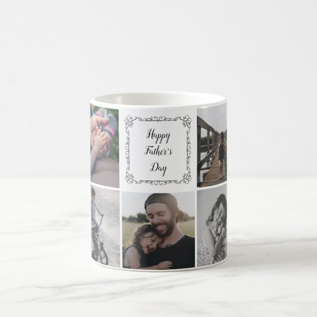 Happy Father's Day With 9 Personalised Photos Mug (Center)