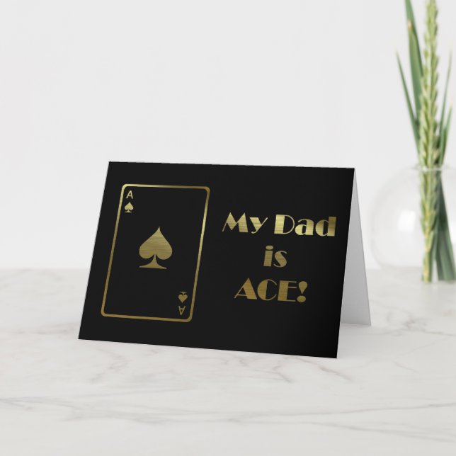 Happy Father's Day with ace card black and gold (Front)
