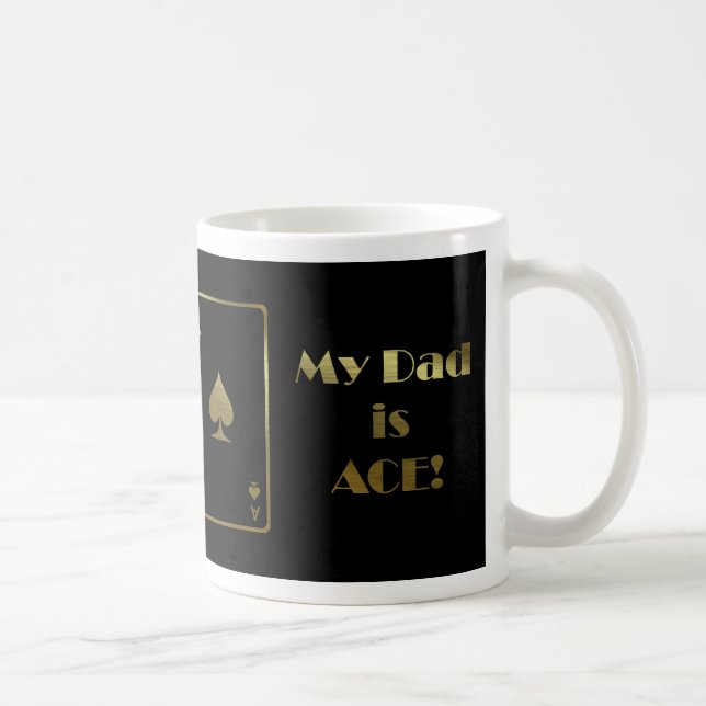 Happy Father's Day with ace card black and gold Coffee Mug (Right)
