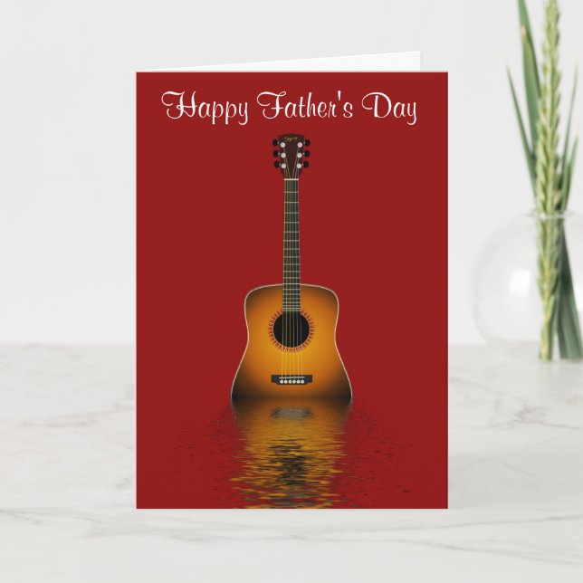 Happy Father's Day with acoustic guitar to Dad Card (Front)