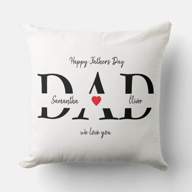 Happy Father's Day with Kids' Names -  Cushion (Front)