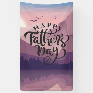 Happy Father's Day with mountains Plaque Banner