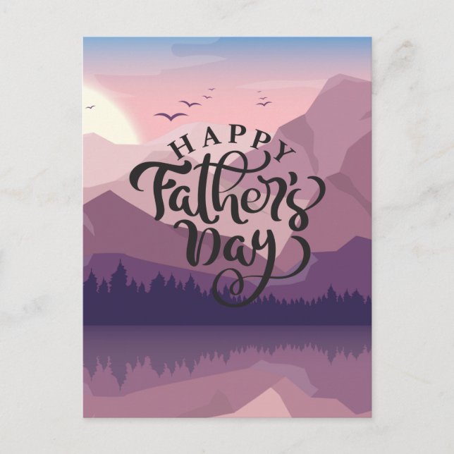 Happy Father's Day with mountains Plaque Postcard (Front)