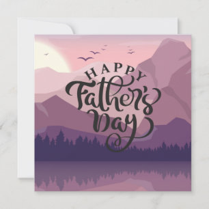 Happy Father's Day with mountains Plaque Wine Labe Invitation