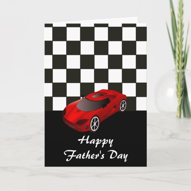 Happy Father's Day with racing car to Dad Card (Front)