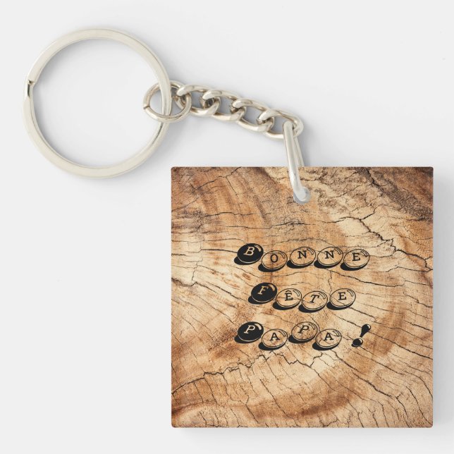 Happy Father's Day! Wood Key Ring (Front)