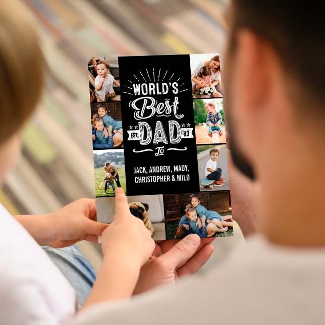 Happy Father's Day World's Best Dad Photo Collage Card (Creator Uploaded)