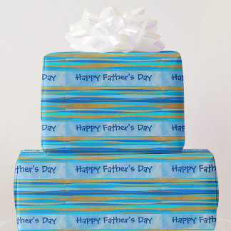 Happy Father's Day You Can Edit Text Blue Wrapping Paper