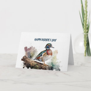 Happy Father's Wood Duck On A Log Card