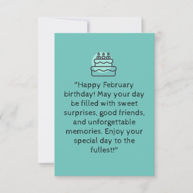 Happy February birthday! | blue greeting card (Front)