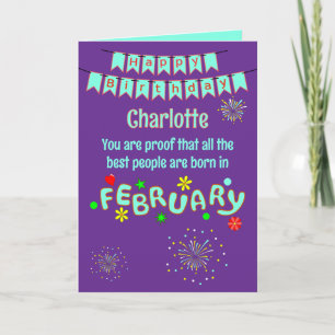 Happy February Birthday Folded Greeting Card