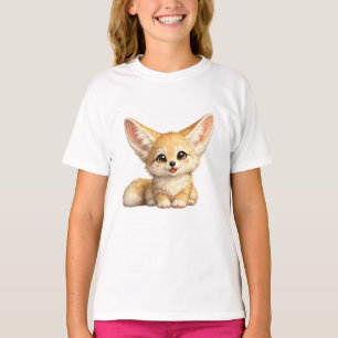 Happy Fennec Fox Cute Positive Vibes Design T-Shirt