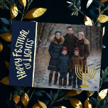 Happy Festival of Lights and Your Photo Menorah Foil Holiday Card<br><div class="desc">Happy Festival of Lights and Your Photo Menorah</div>