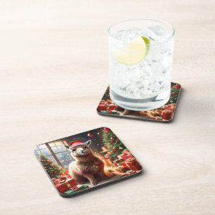 Happy Festive Alpaca Christmas,  Coaster