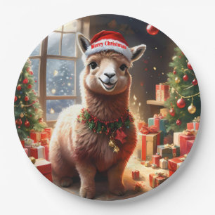 Happy Festive Alpaca Christmas, Paper Plate