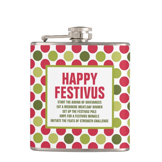 Happy Festivus Fun Flask by ©NHC (Front)