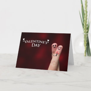 Happy Finger Hug on Valentine's Day Holiday Card