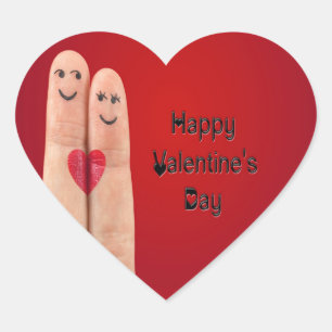 Happy Fingers Valentines Day Heart Sticker
