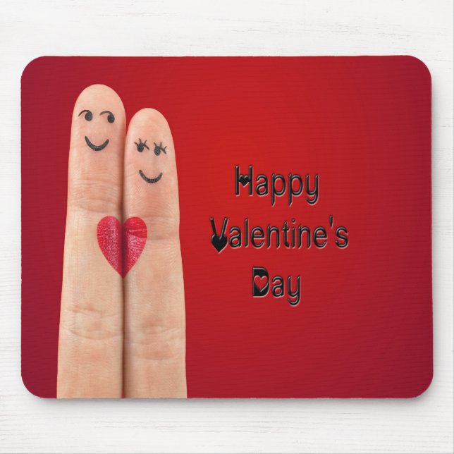 Happy Fingers Valentines Day Mouse Mat (Front)