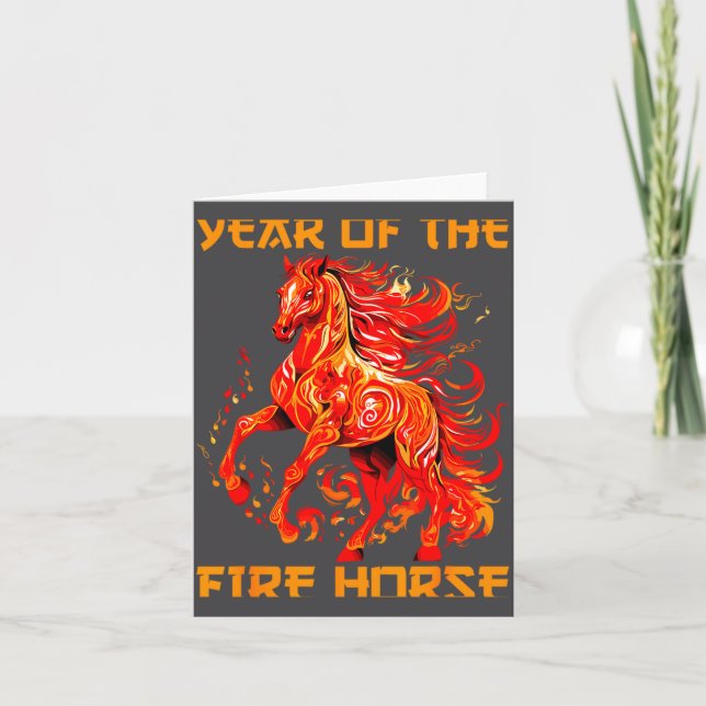 happy fire yea lunar year new horse chinese Fun Card (Front)