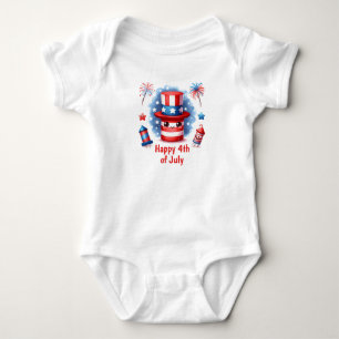 Happy Firecrackers 4th of July Baby Bodysuit