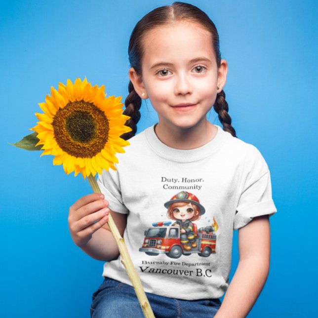 Happy firefighter drives red truck T-Shirt (Creator Uploaded)