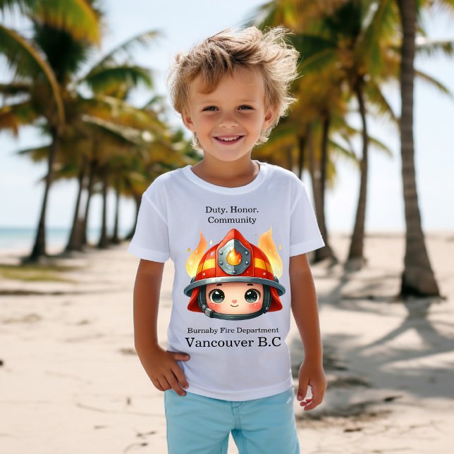 Happy firefighter mascot with flames T-Shirt (Creator Uploaded)
