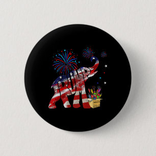 Happy Fireworks Republican Elephant merica 4th Of  6 Cm Round Badge