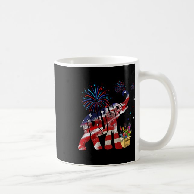 Happy Fireworks Republican Elephant merica 4th Of  Coffee Mug (Right)