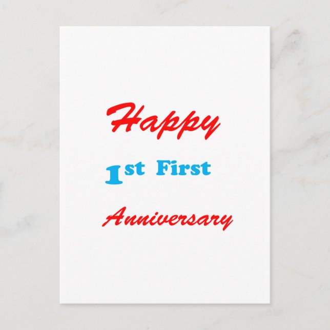 Happy FIRST ANNIVERSARY 1st Celebrations Blessings Invitation Postcard (Front)