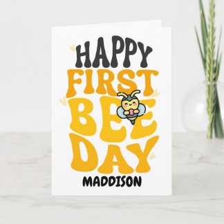 Happy First Bee Day 1st Birthday Honey Bee Card