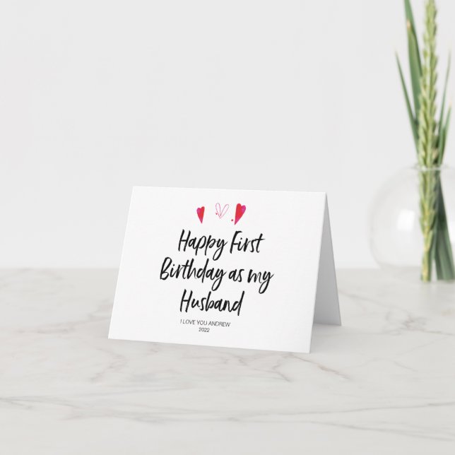 Happy First Birthday as My Husband Card (Front)