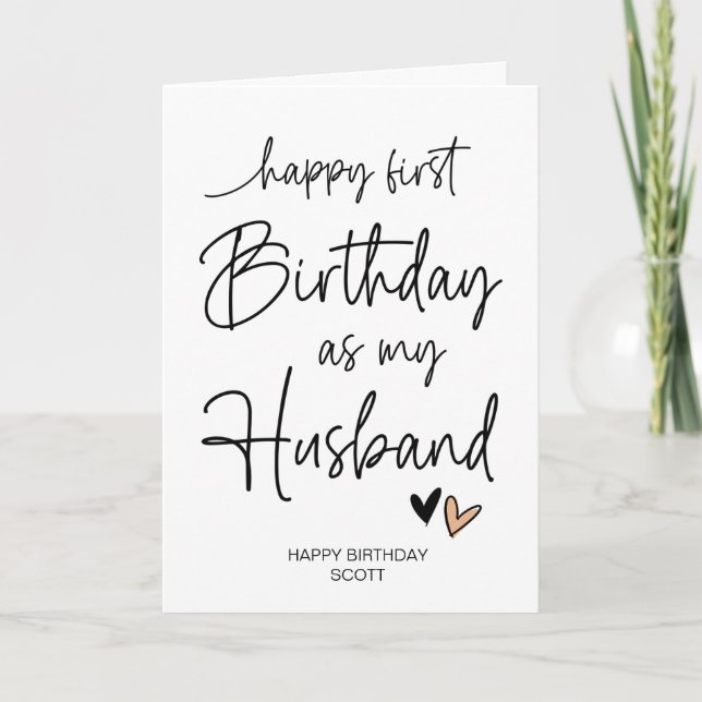 Happy First Birthday As My Husband Gift From Wife Card (Front)