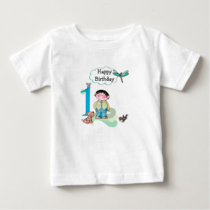 Happy First Birthday, Birthday Boy Jersey Baby T-Shirt